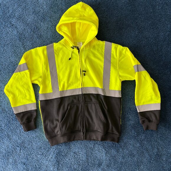 Class 3 Reflective 9 oz. Zip-up Sweatshirt Hoodie - High Risk Environments - Picture 1 of 5